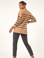 Roman Brown Relaxed Stripe Soft Knit Jumper - Image 4 of 5