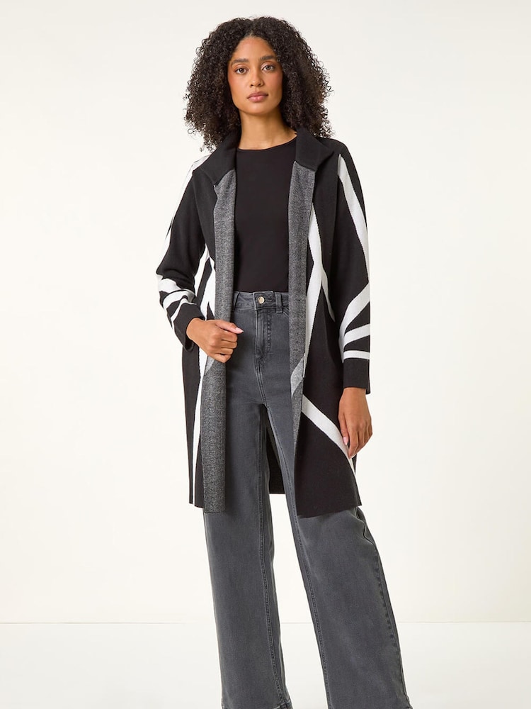 Roman Black Abstract Patterned Cardigan - Image 2 of 5