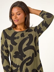 Roman Green Brushstroke A-Line Stretch Dress - Image 5 of 5