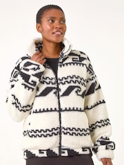 Roman Aztec Printed Fleece Jacket - Imagem 1 de 5