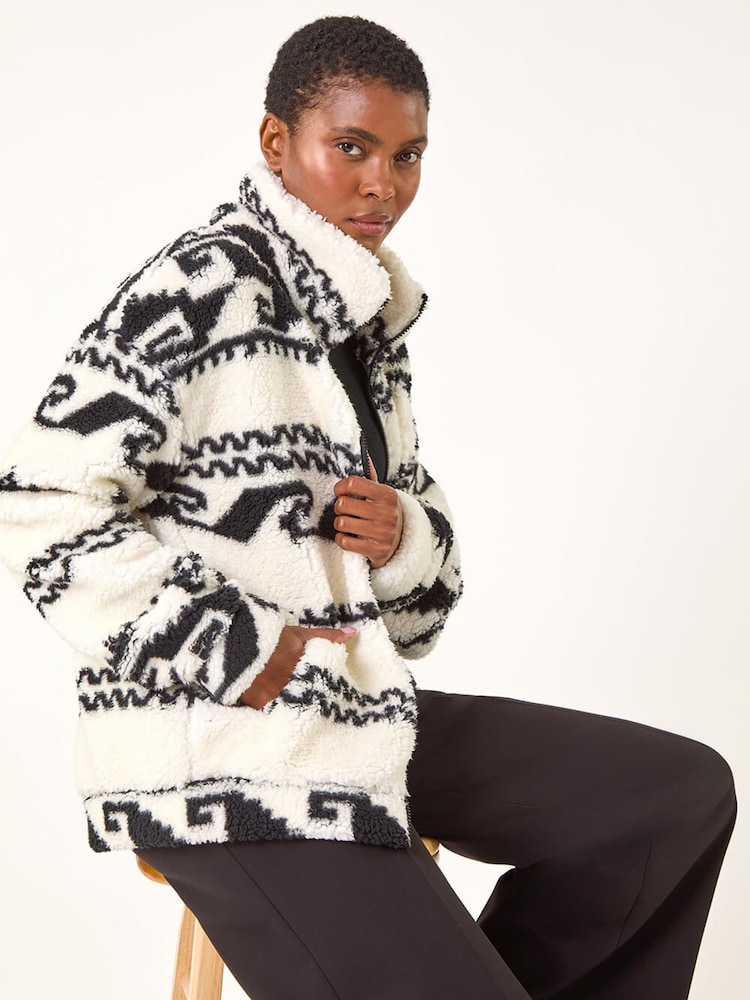Roman Aztec Printed Fleece Jacket - Imagem 2 de 5