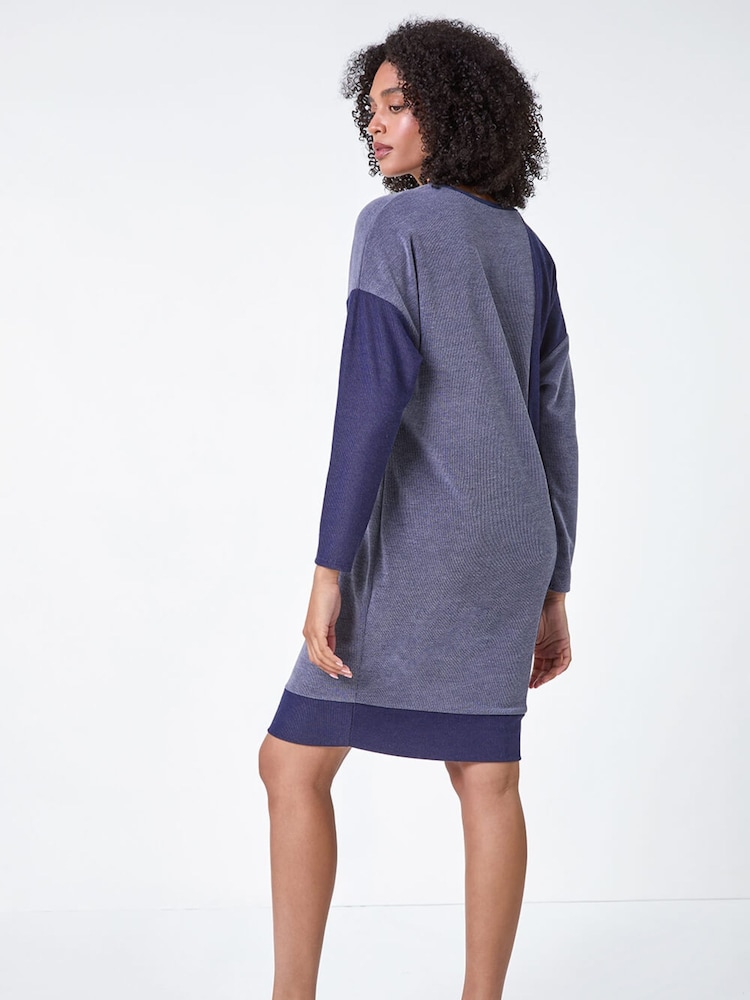 Roman Blue Colour Block Stretch Jumper Dress - Image 2 of 5