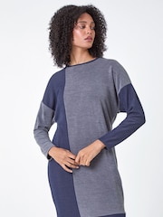 Roman Blue Colour Block Stretch Jumper Dress - Image 4 of 5
