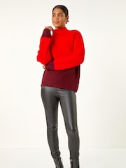 Roman Red Colour Block Funnel Neck Knit Jumper - Image 2 of 5