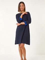 Roman Contrast Sleeve Knitted Shift Dress - Imagem 1 de 5