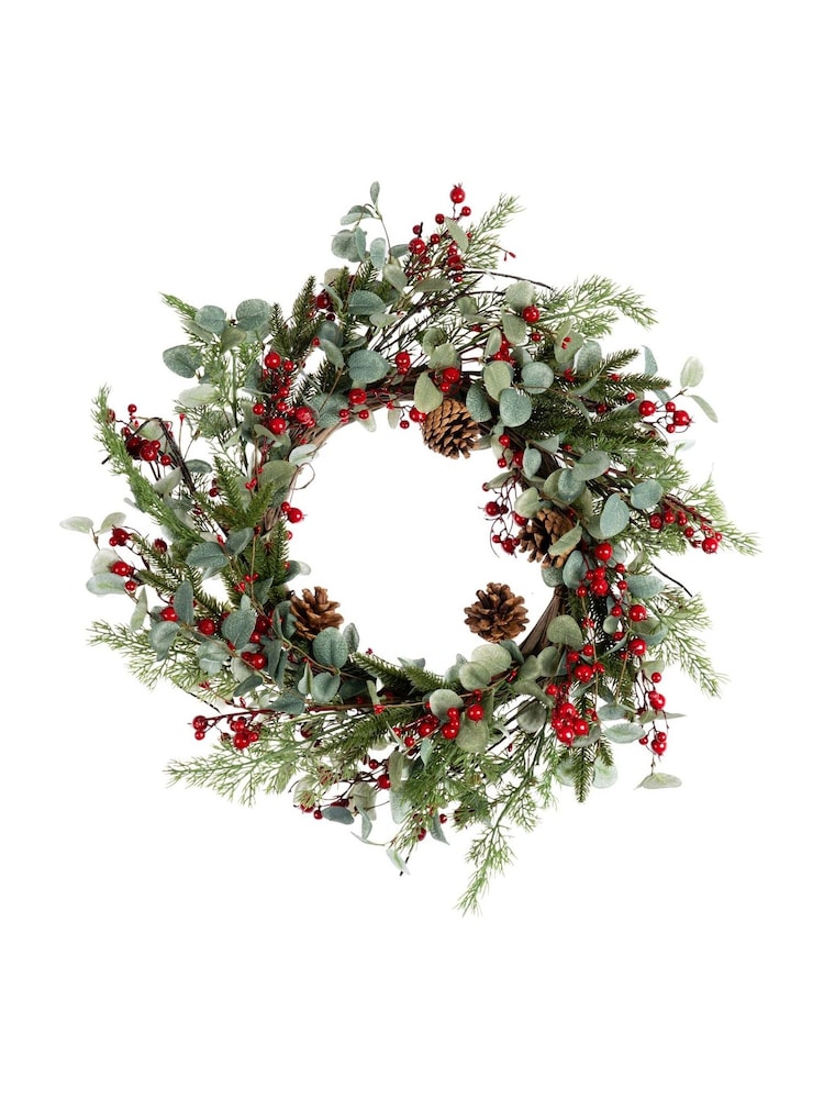Scottish Everlastings Ltd Red Artificial Berry & Eucalyptus Wreath - Image 3 of 3