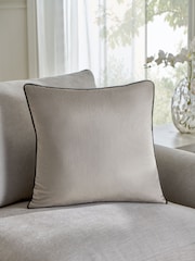 Silver Matte Velvet Contrast Pipe 50 x 50cm Cushion - Image 1 of 5