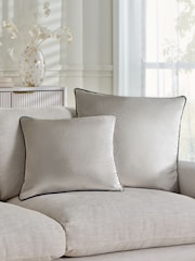 Silver Matte Velvet Contrast Pipe 50 x 50cm Cushion - Image 2 of 5