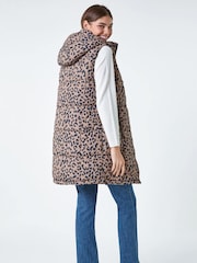 Roman Animal Print Longline Hooded Gilet - Imagem 3 de 5