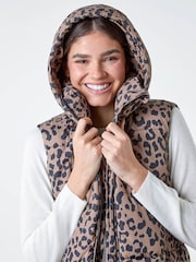 Roman Animal Print Longline Hooded Gilet - Imagem 5 de 5