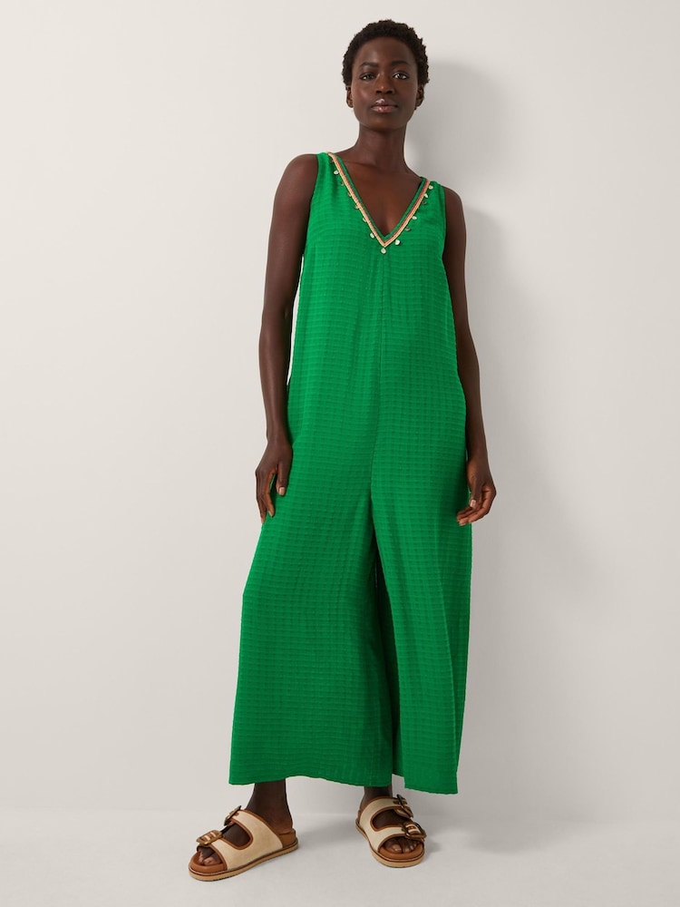 Monsoon Green Hanna Embellished Sleeveless Jumpsuit - Image 1 of 5