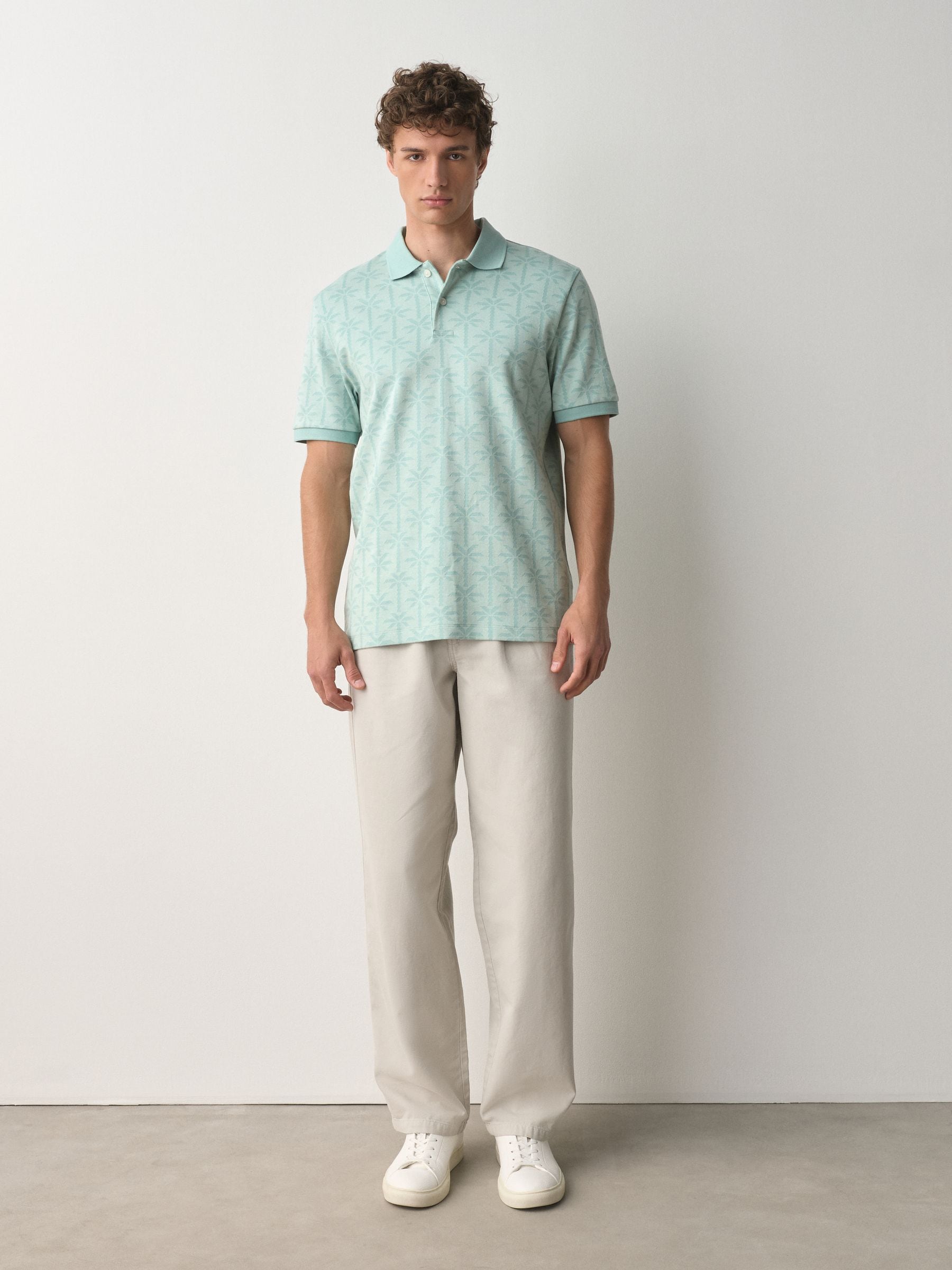 Buy Aqua Blue Short Sleeve Jacquard Pattern Polo Shirt from Next USA