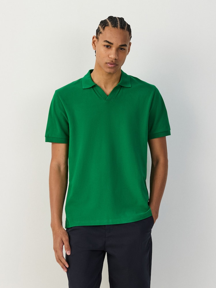 Green Short Sleeve Pique Polo Shirts - Image 1 of 7