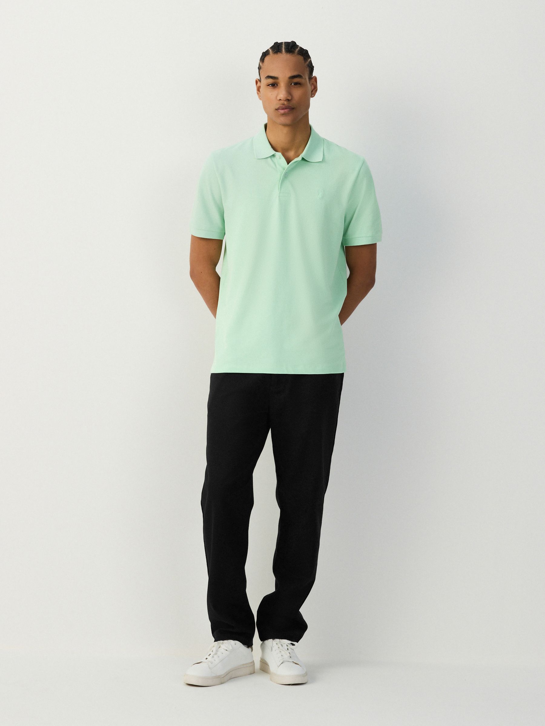 Buy Mint Green Regular Fit Short Sleeve Pique Polo Shirt from the