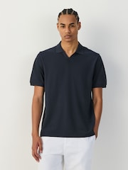 Navy Short Sleeve Pique Polo Shirt - Image 1 of 8