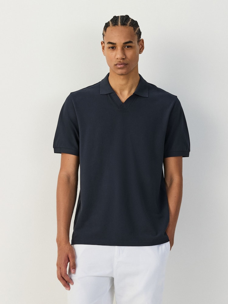 Navy Short Sleeve Pique Polo Shirt - Image 1 of 8