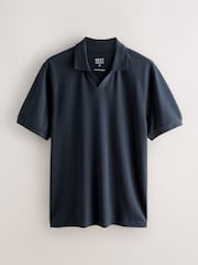Navy Short Sleeve Pique Polo Shirt - Image 6 of 8