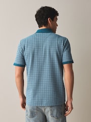 Blue Check Pattern Polo Shirt - Image 4 of 7