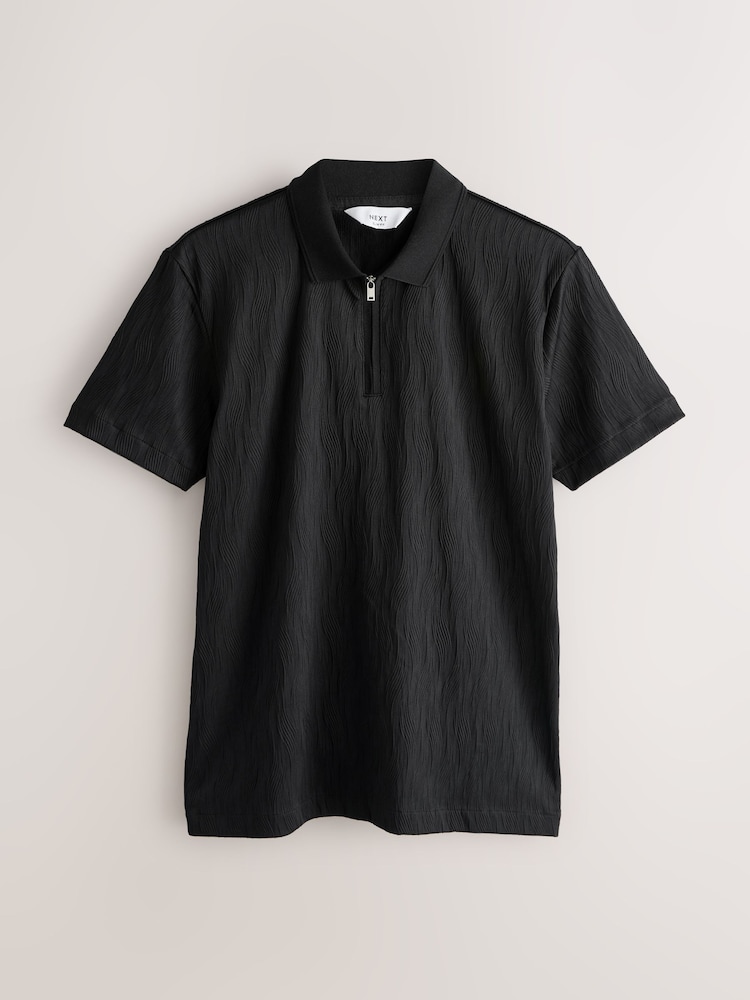 Black Smart Jaquard Polo Shirt - Image 1 of 3