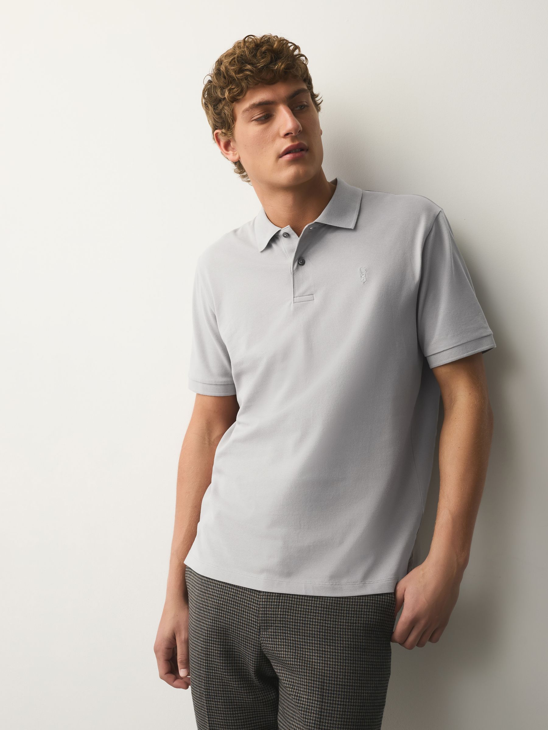 Buy Grey Regular Fit Short Sleeve Pique Polo Shirt from Next South