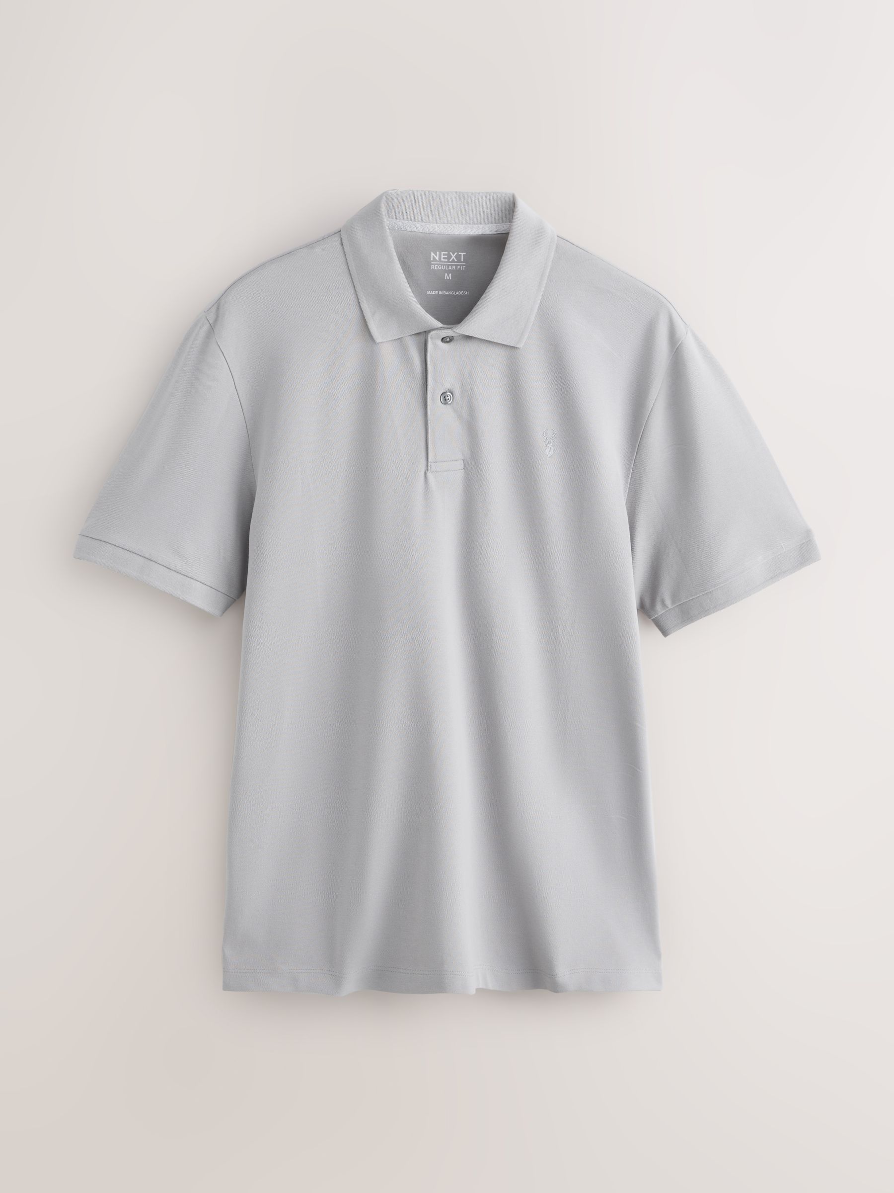 Buy Grey Regular Fit Short Sleeve Pique Polo Shirt from Next South