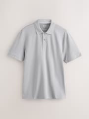 Grey Regular Fit Short Sleeve Pique Polo Shirt - Image 6 of 8