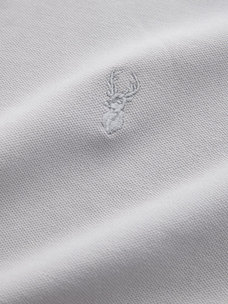 Grey Regular Fit Short Sleeve Pique Polo Shirt - Image 8 of 8 Grey Regular Fit Short Sleeve Pique Polo Shirt - Image 8 of 8