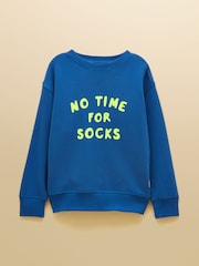Joules Kids' Sundaze Blue Slogan Crew Neck Sweatshirt - Image 1 of 5