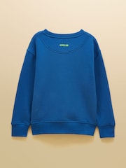 Joules Kids' Sundaze Blue Slogan Crew Neck Sweatshirt - Image 2 of 5