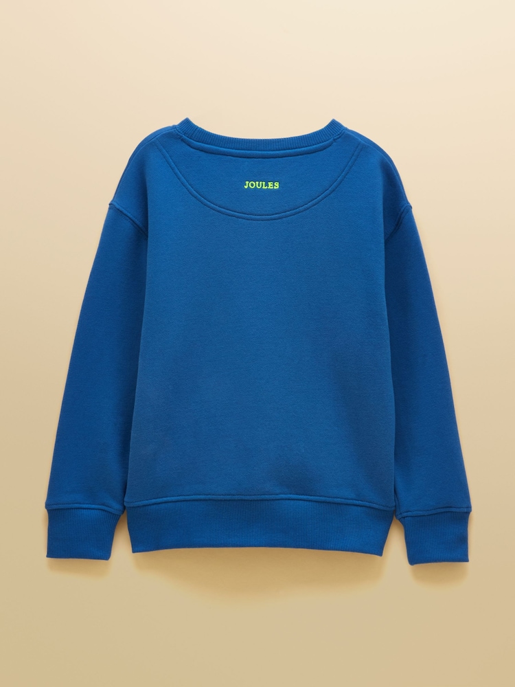 Joules Kids' Sundaze Blue Slogan Crew Neck Sweatshirt - Image 2 of 5