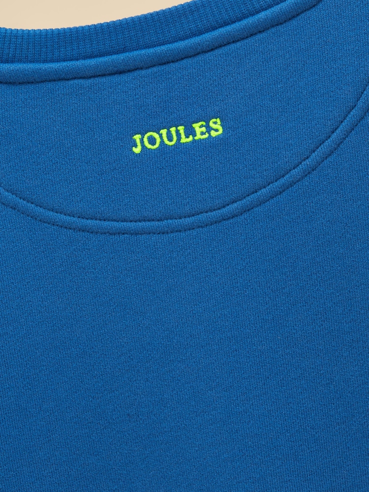 Joules Kids' Sundaze Blue Slogan Crew Neck Sweatshirt - Image 5 of 5