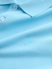 Bright Blue Regular Fit Short Sleeve Pique Polo Shirts - Image 7 of 8