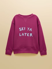 Joules Kids' Sundaze Purple Slogan Crew Neck Sweatshirt - Image 1 of 5