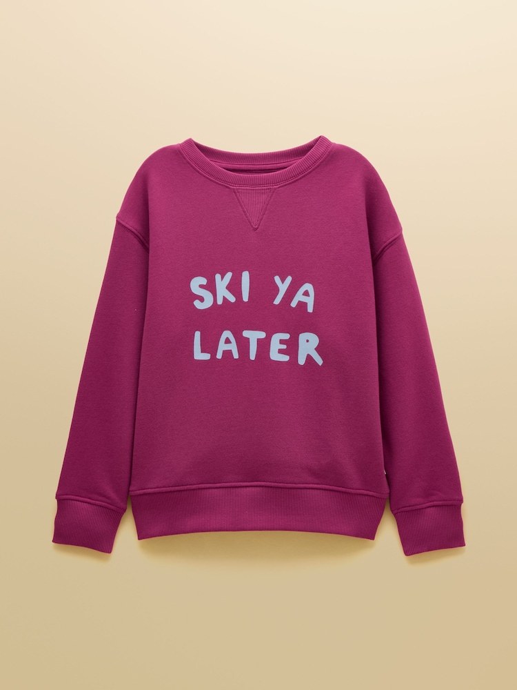 Joules Kids' Sundaze Purple Slogan Crew Neck Sweatshirt - Image 1 of 5 Joules Kids' Sundaze Purple Slogan Crew Neck Sweatshirt - Image 1 of 5