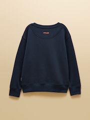 Joules Kids' Sundaze Navy Slogan Crew Neck Sweatshirt - Image 2 of 5