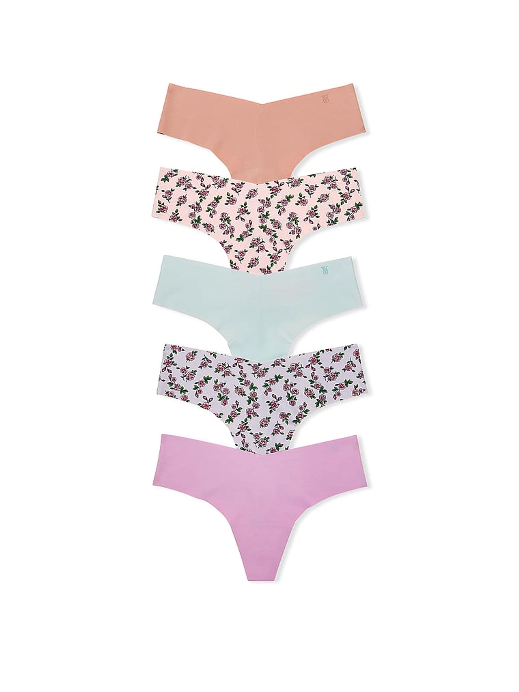 Victoria's Secret Nude/Pink/Blue/Floral Thong Knickers 5 Pack Knickers