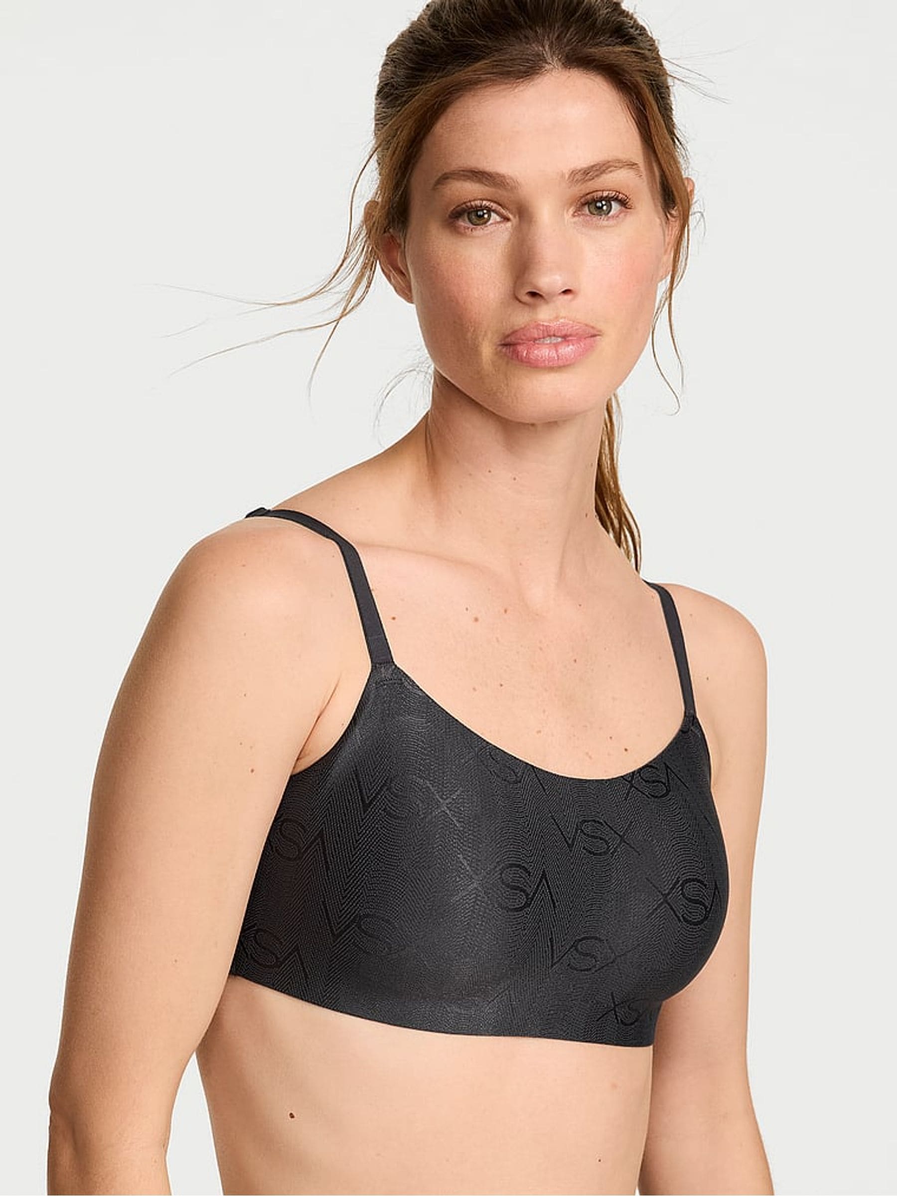 Victoria's Secret Dark Smoke Grey Shine Logo Comfort Low Support Sports Bra