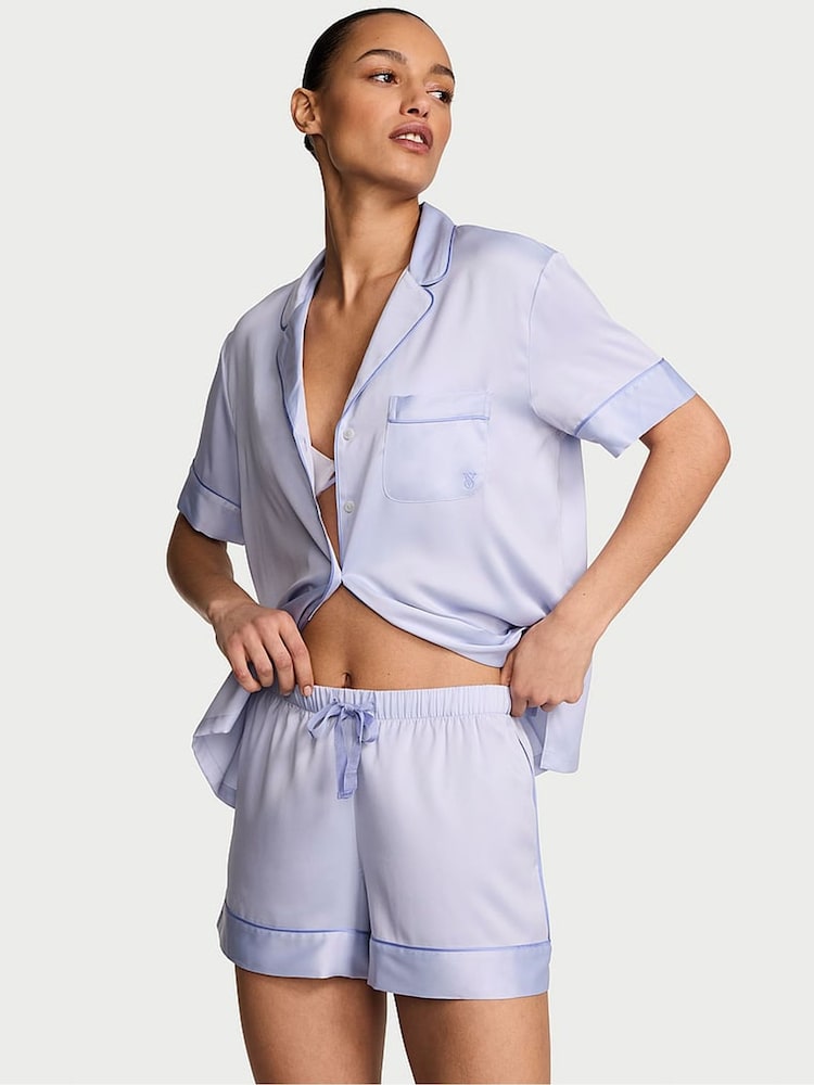 Victoria's Secret Icy Lavender Purple Satin Short Pyjamas Set - Image 1 of 2