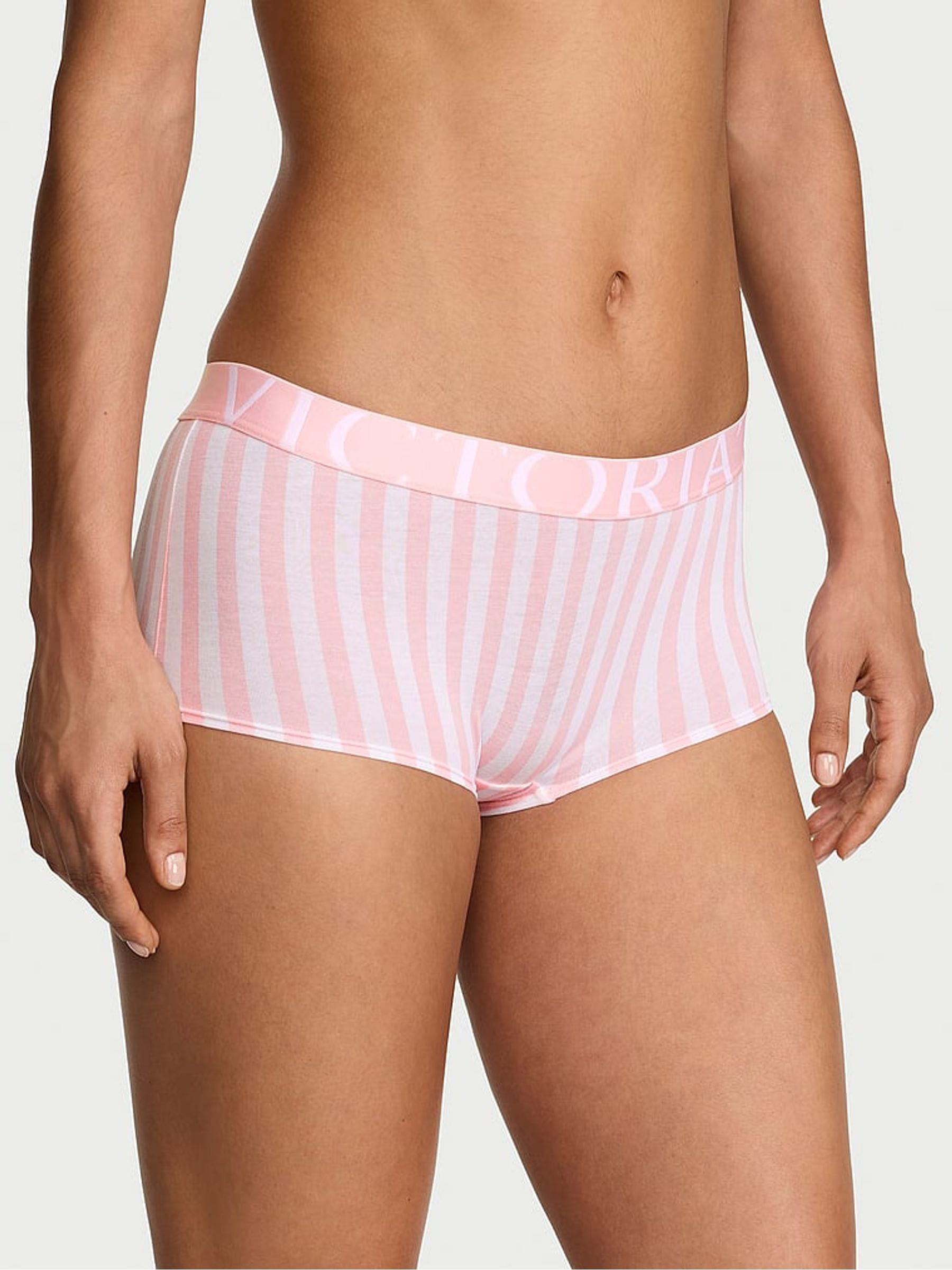 Victoria's Secret Pretty Blossom Pink Stripes Short Exploded Logo Knickers