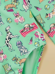 Joules Girls' Green Dogs Long Sleeve Sunsafe Swimsuit - Image 3 of 5