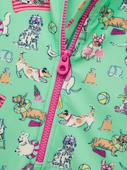 Joules Girls' Green Dogs Long Sleeve Sunsafe Swimsuit - Image 4 of 5