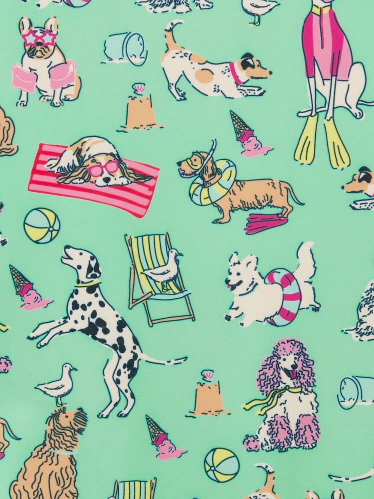 Joules Girls' Green Dogs Long Sleeve Sunsafe Swimsuit - Image 5 of 5