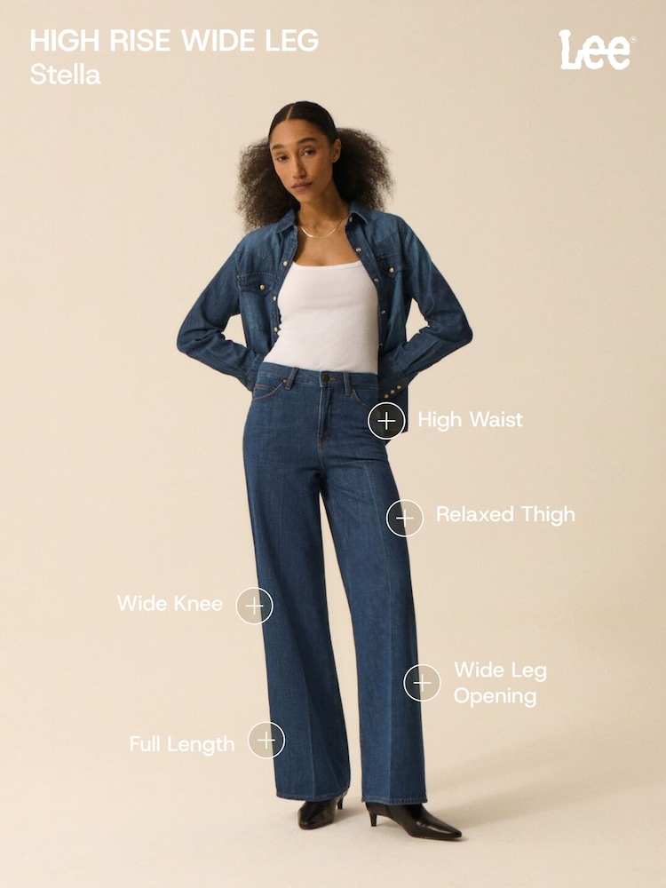 Lee Navy Blue Stella Wide Leg Jeans - Image 8 of 8