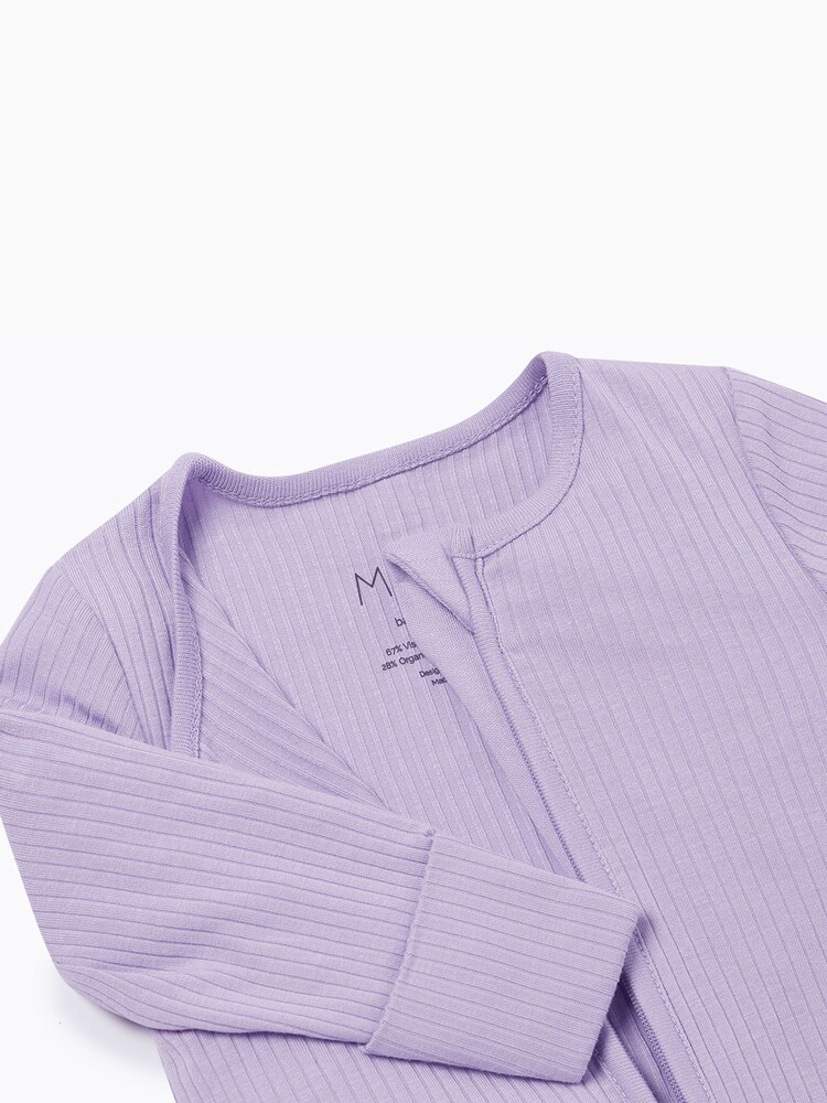 MORI Purple Supersoft Stretch Supersoft Two Way Zip Sleepsuit - Image 4 of 4
