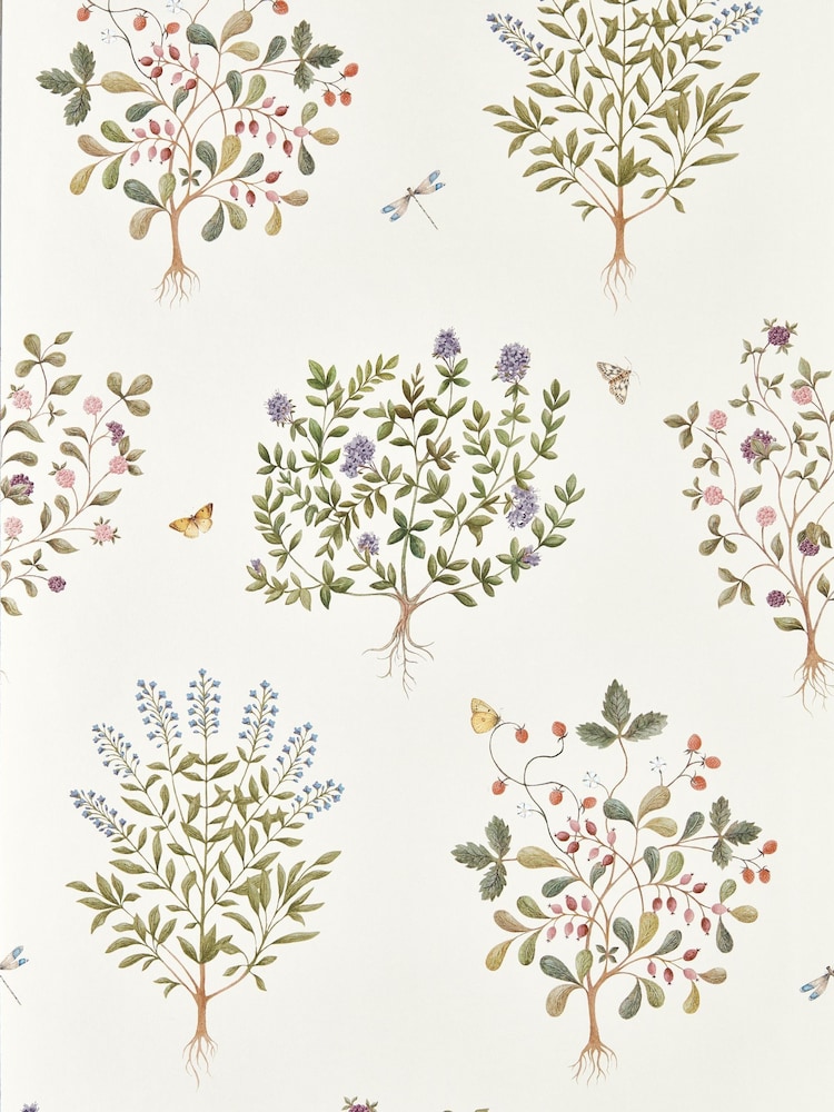 Sanderson Damson/Quince Highgrove Thyme Walk A4 Wallpaper Sample - Image 1 of 1 Sanderson Damson/Quince Highgrove Thyme Walk A4 Wallpaper Sample - Image 1 of 1