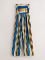 Blue Stripe Bandeau Wide Leg Jersey Jumpsuit - Image 6 of 8