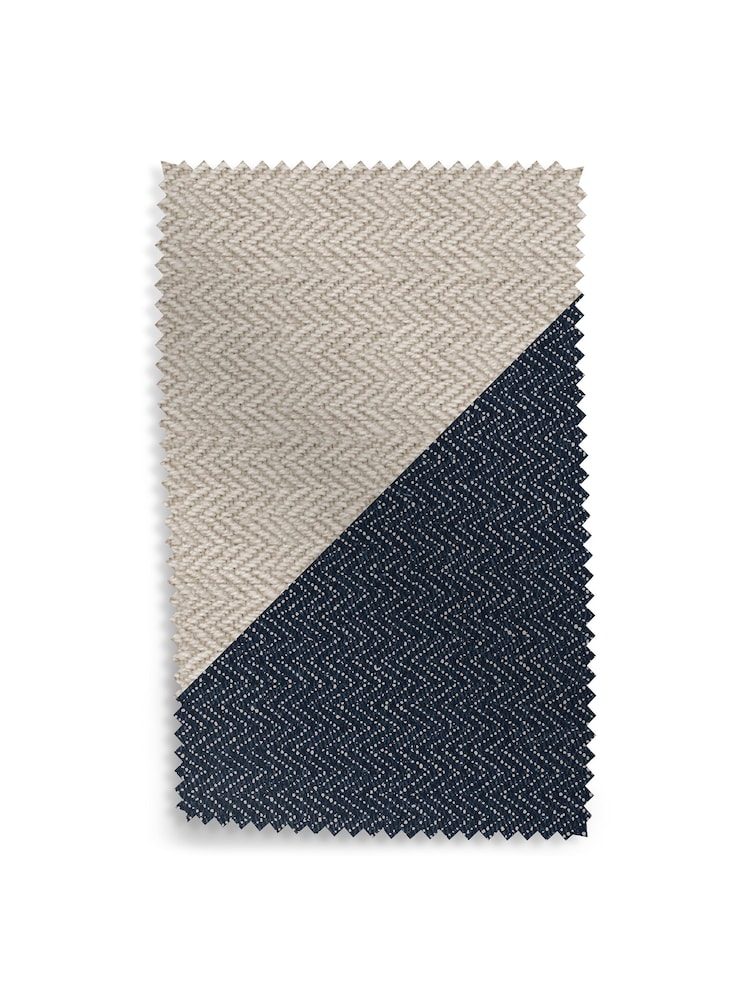 Nina Campbell Natural and Indigo Blue Piping Moore Combo Upholstery Swatch - Image 1 of 1