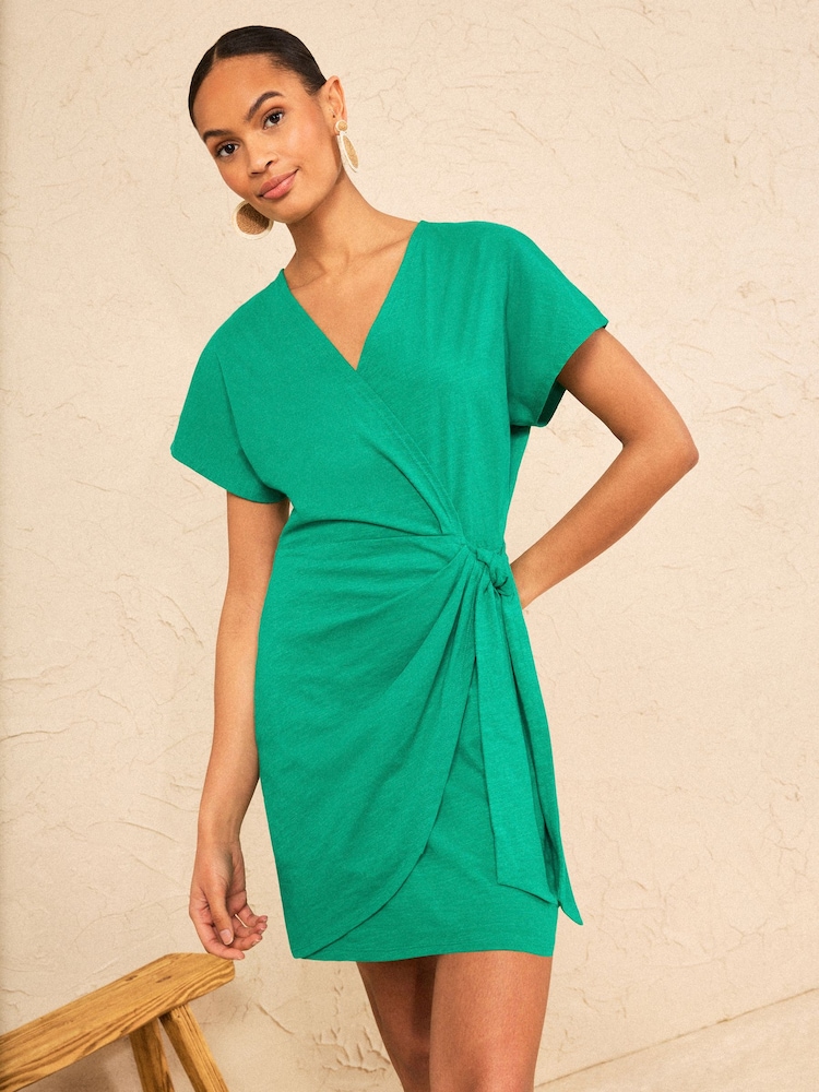 mini green wrap dress Bebe Satin Cowl Neck Wrap Dress Forest Green