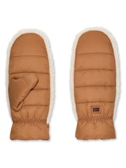 UGG Tan Brown Womens Fluff Mittens - Image 1 of 2