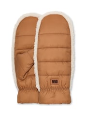 UGG Tan Brown Womens Fluff Mittens - Image 2 of 2